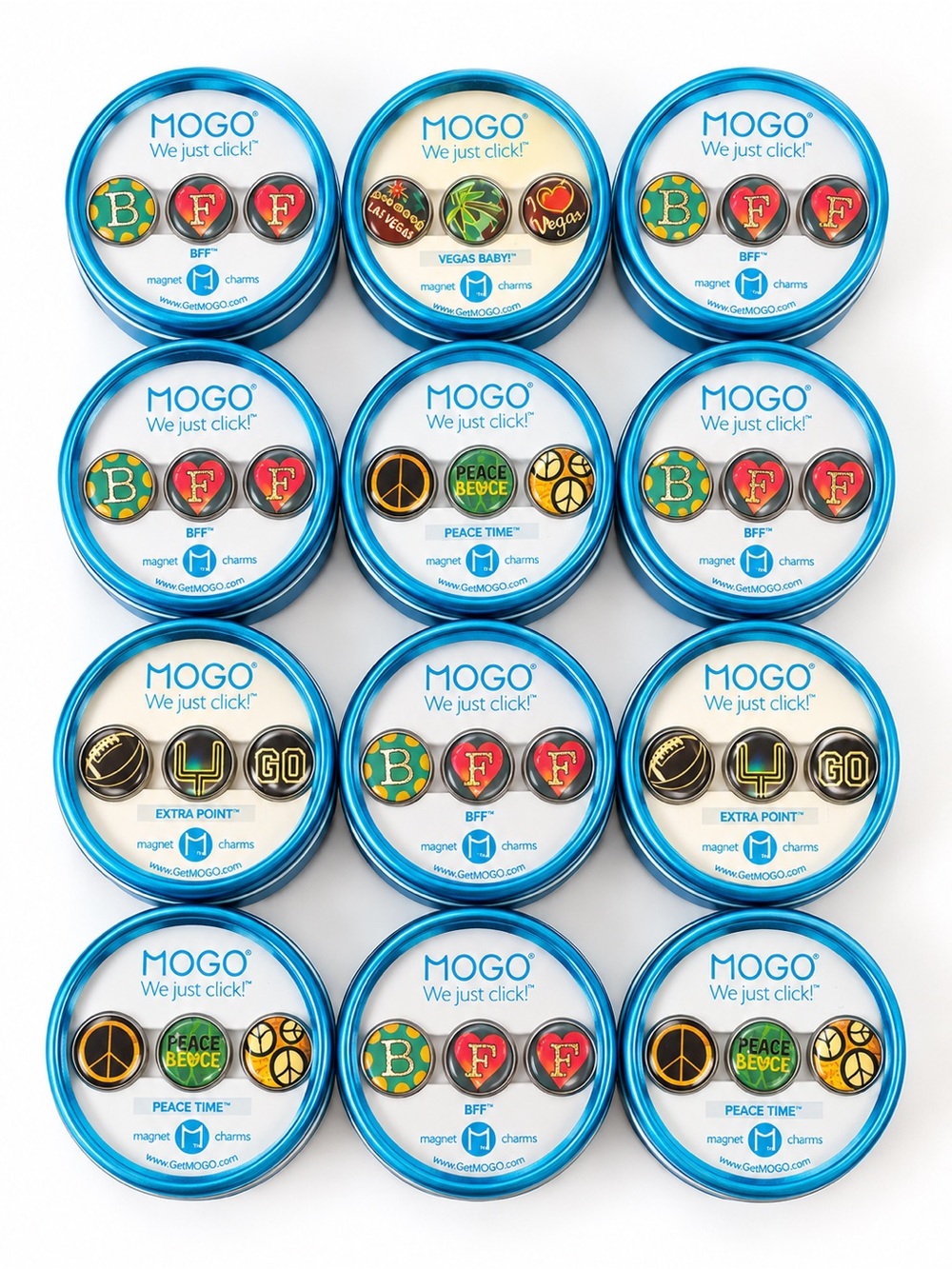 MOGO Magnetic Charm Sets Lot of 12 New in Tins